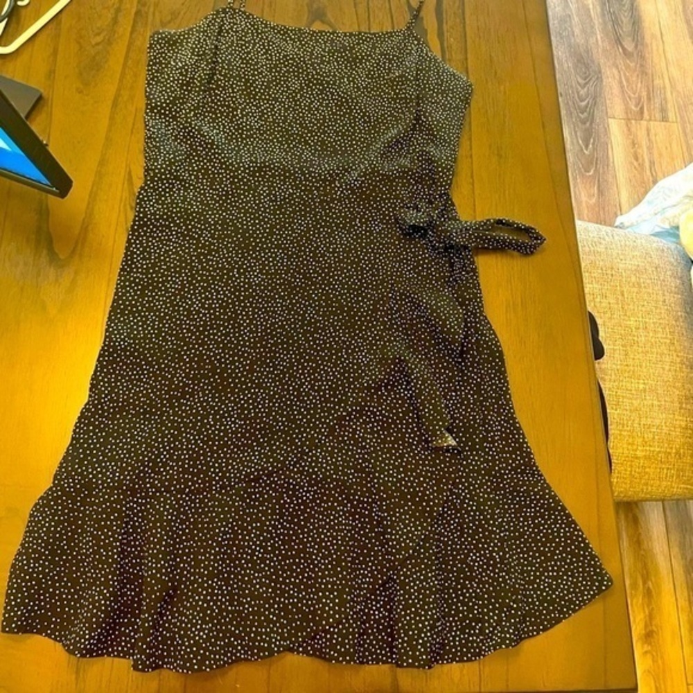Express navy blue polka dot cross dress size M